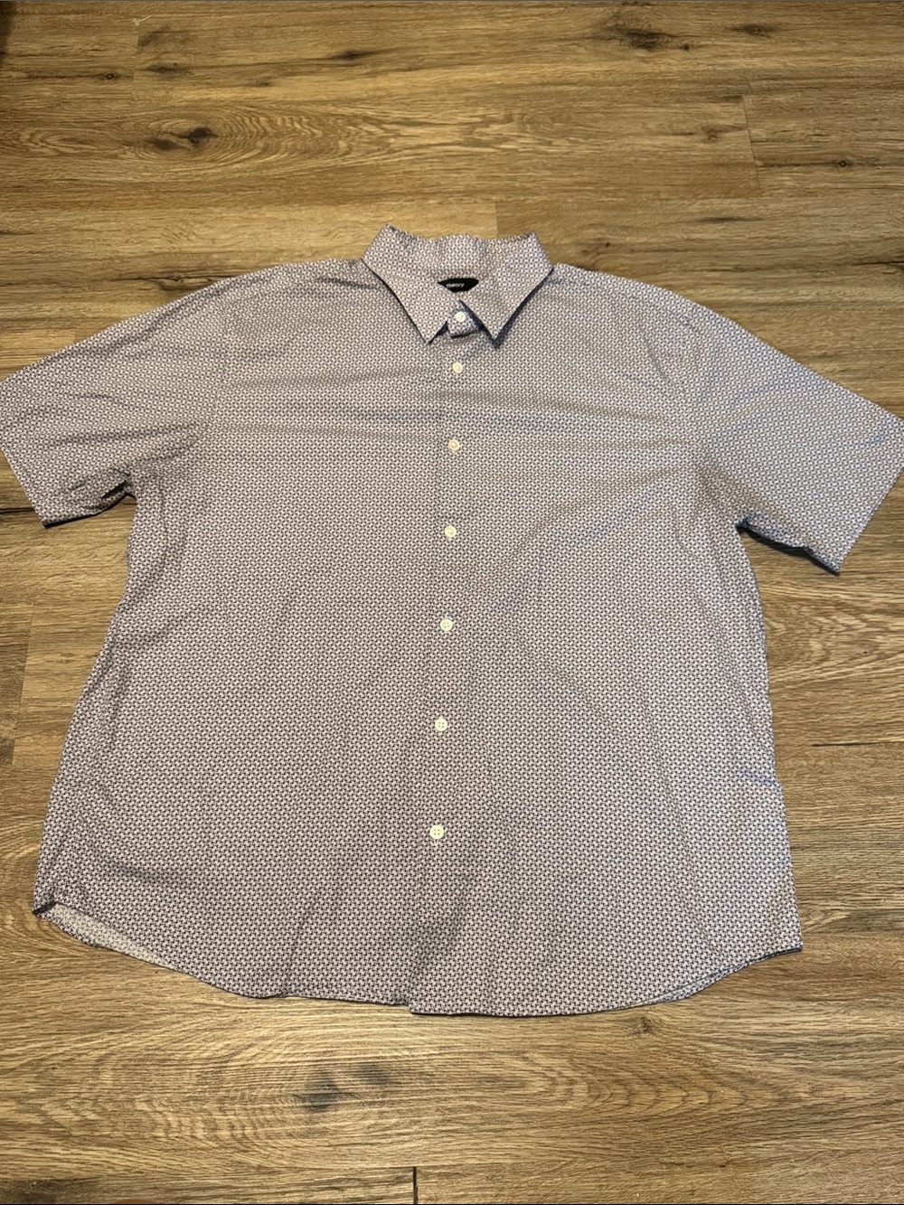 Theory Short Sleeve Button-Up Shirt in Lavender Geometric Print Size XXL